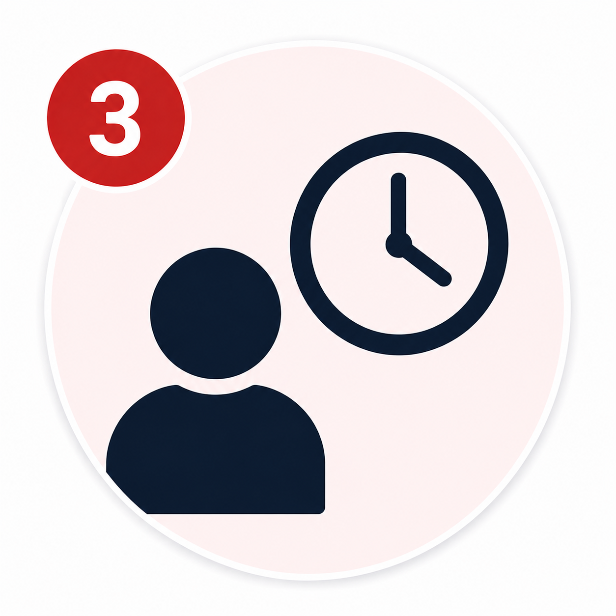 Icono minimalista con una persona y un reloj